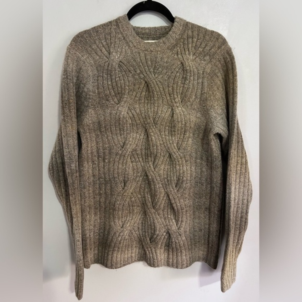 Perry Ellis Cable Knit Wool Blend Sweater Men’s Size Small Brown Chunky Classic